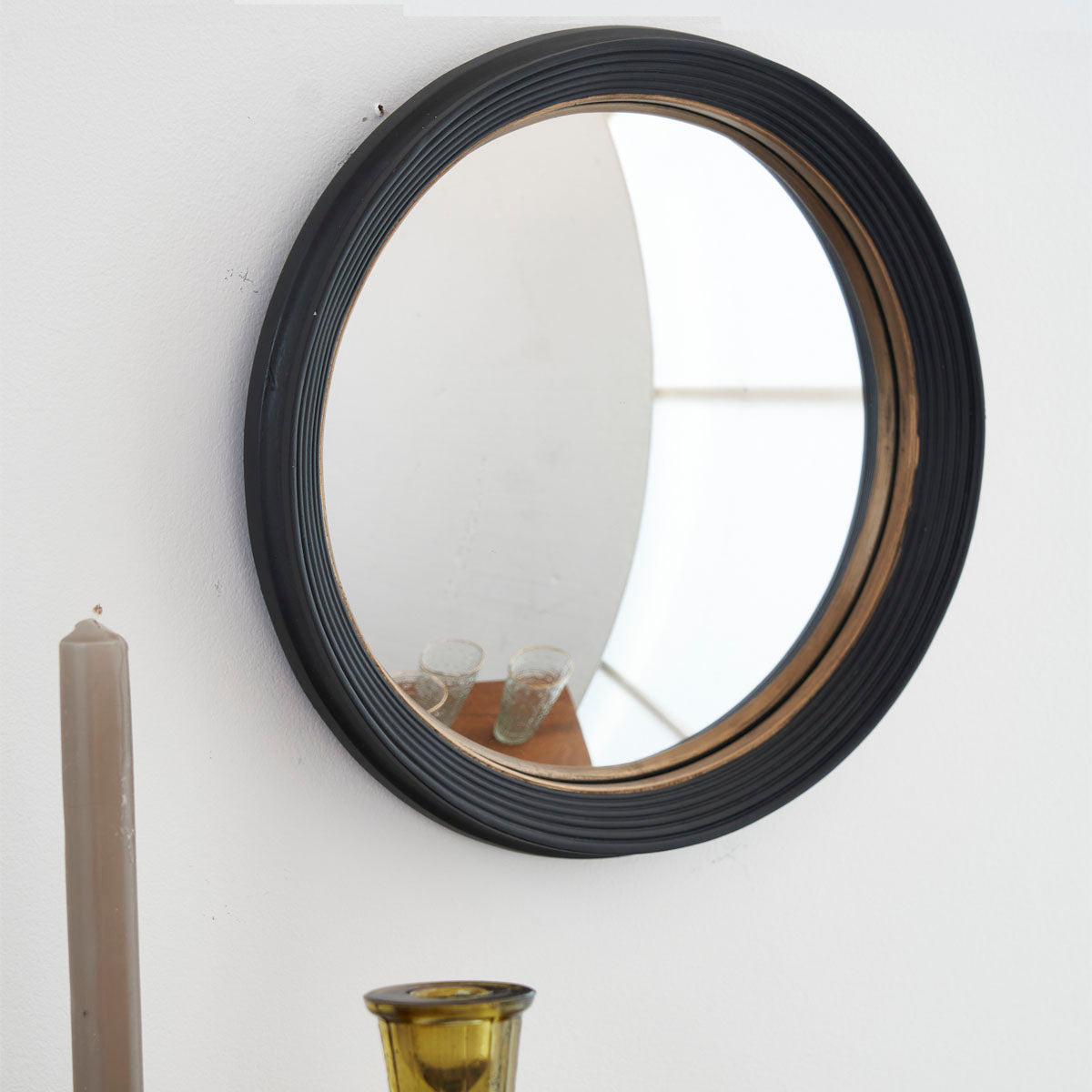 Miroir rond convexe oeil de sorcière noir et doré 29,5 cm - Manderley –  Decoclico
