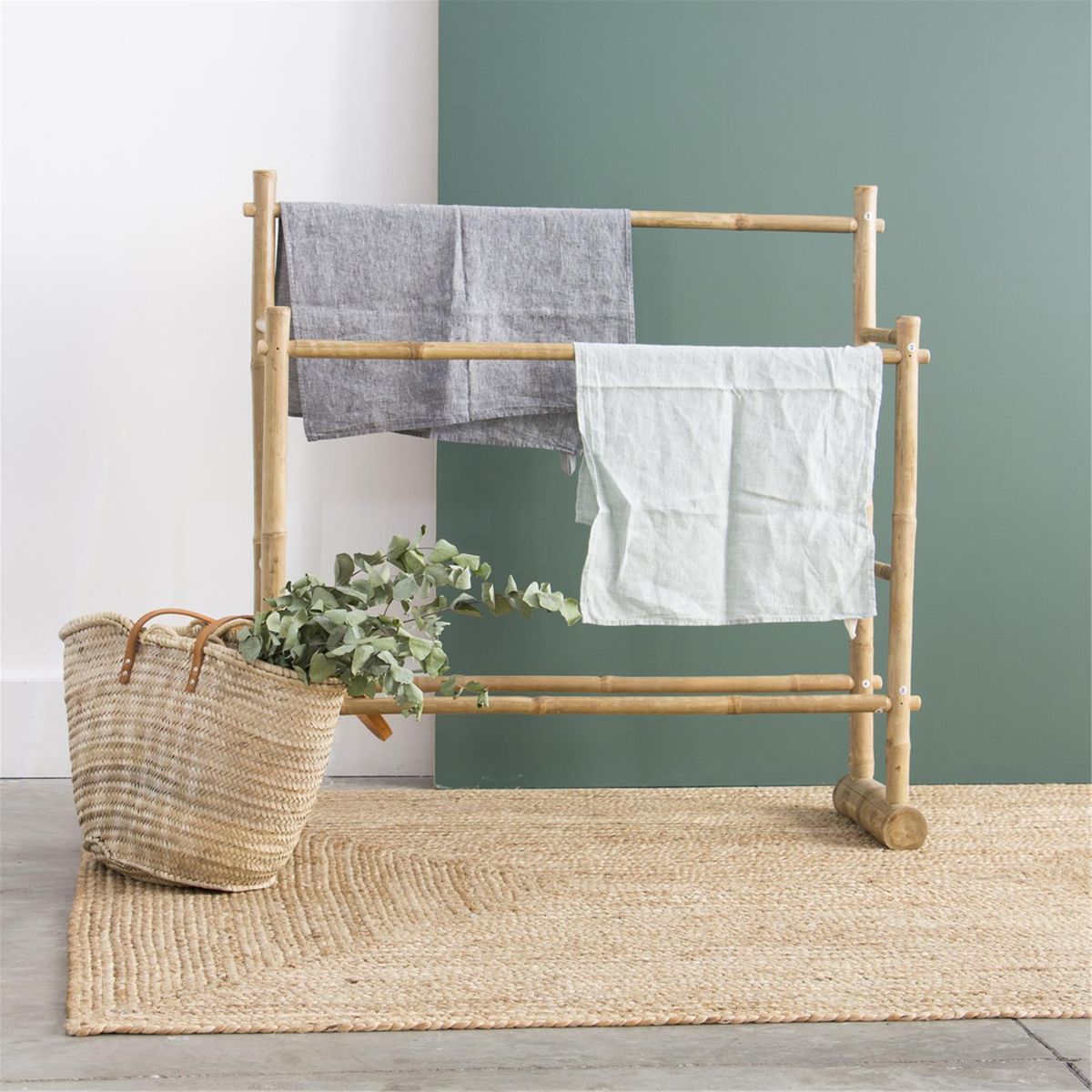 Echelle porte serviette de salle de bain en bambou naturel Couleur