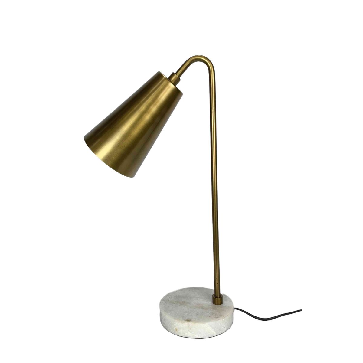 Lampe de bureau pied marbre blanc abat-jour cône en métal couleur lait –  Decoclico
