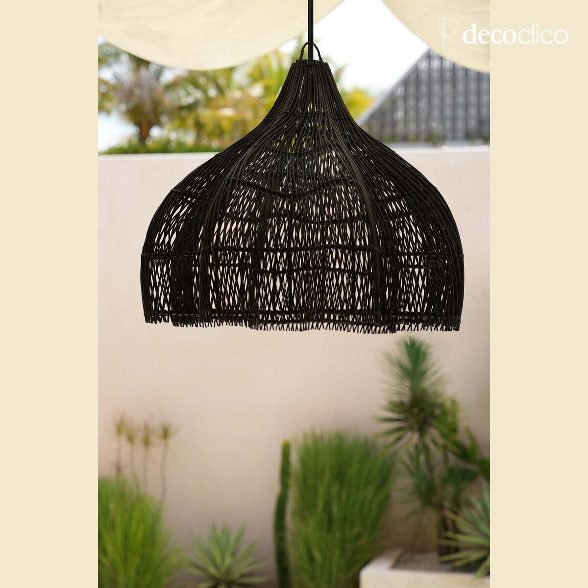 Abat-jour suspension en rotin noir Whipped