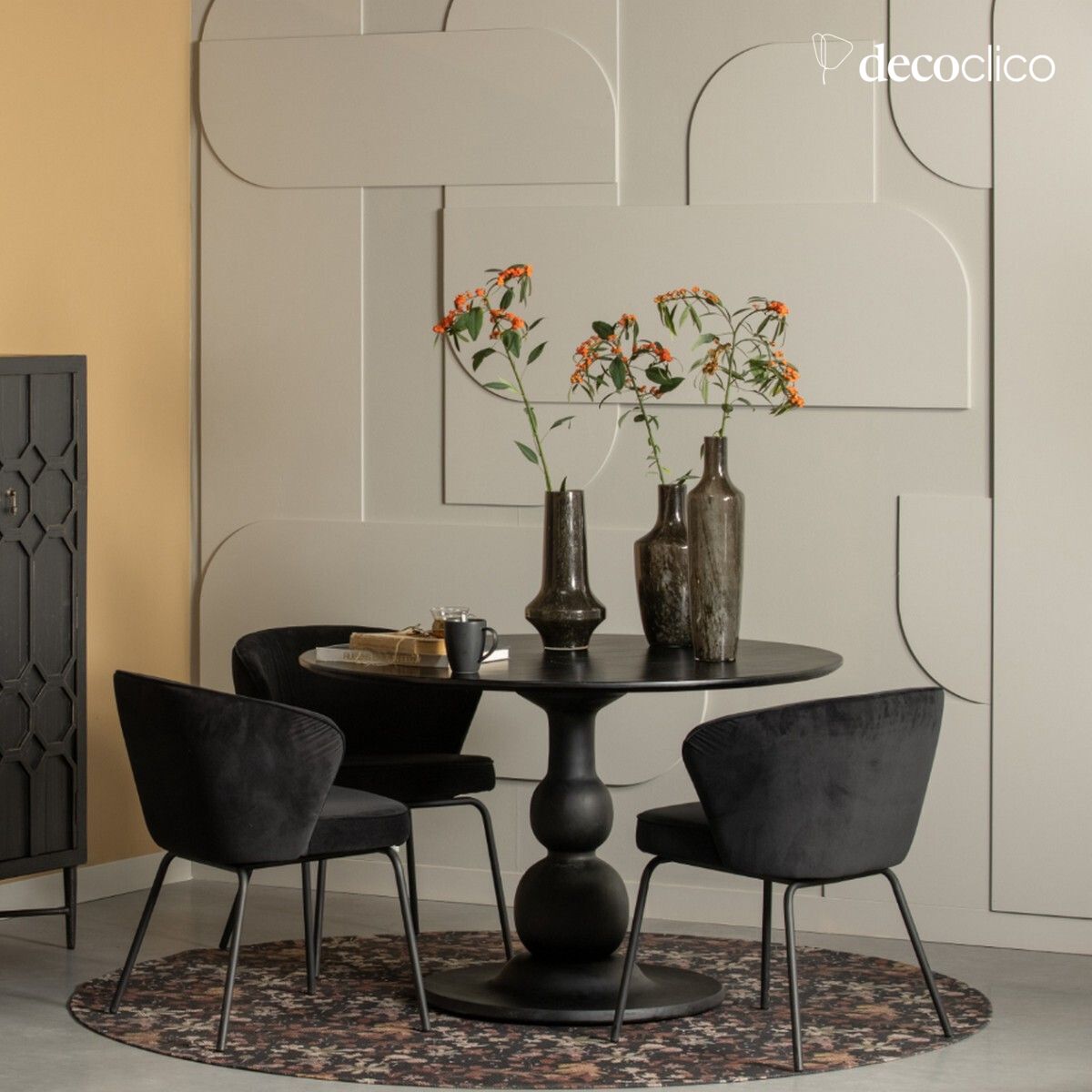 Chaise Admit en velours noir Be Pure Admit