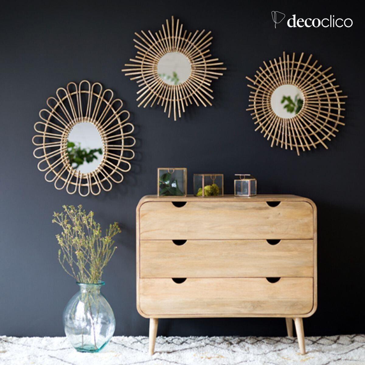 Commode en manguier teinté 3 tiroirs Hanko