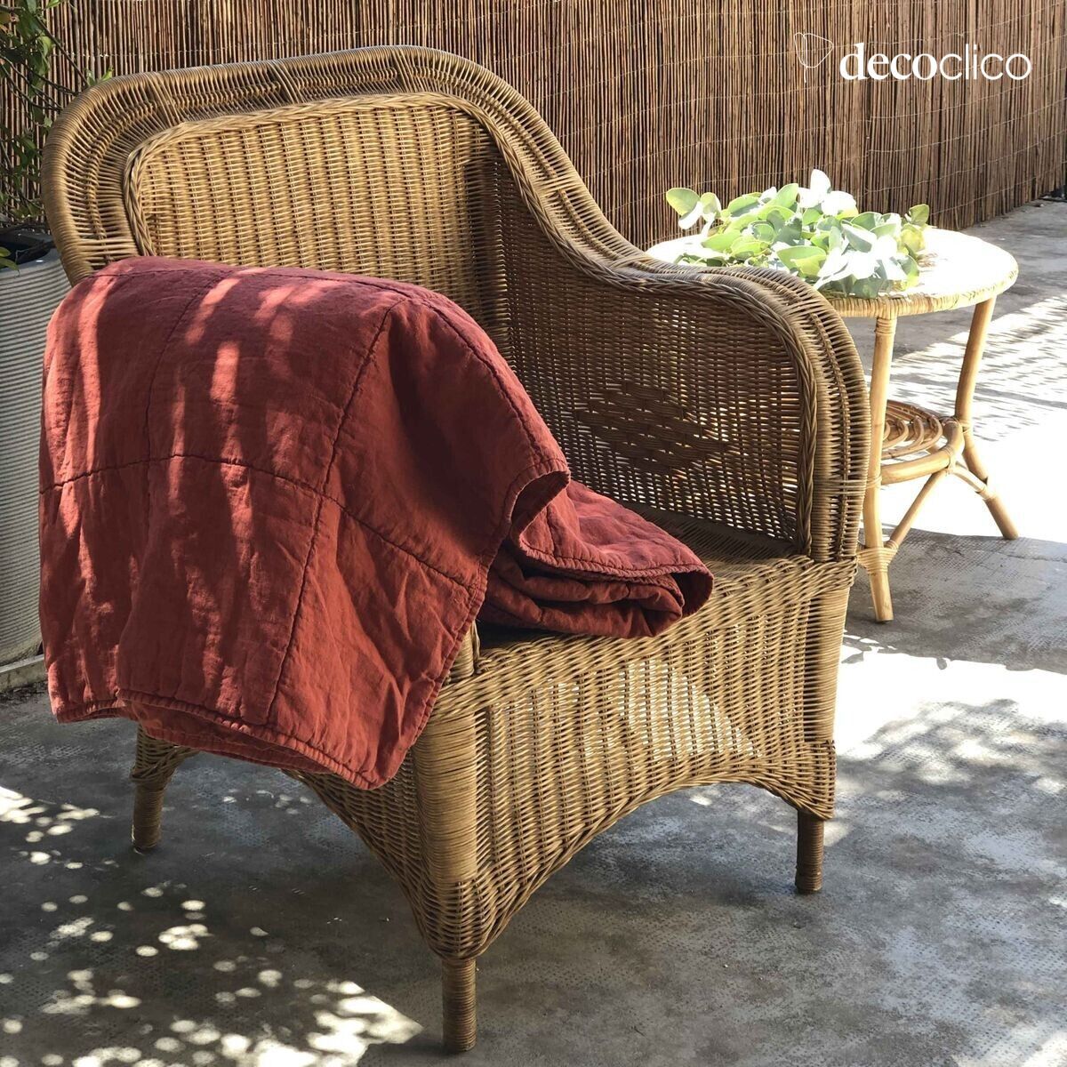 Couvre-lit en lin lavé terracotta doublure en percale de coton lavé Oslo