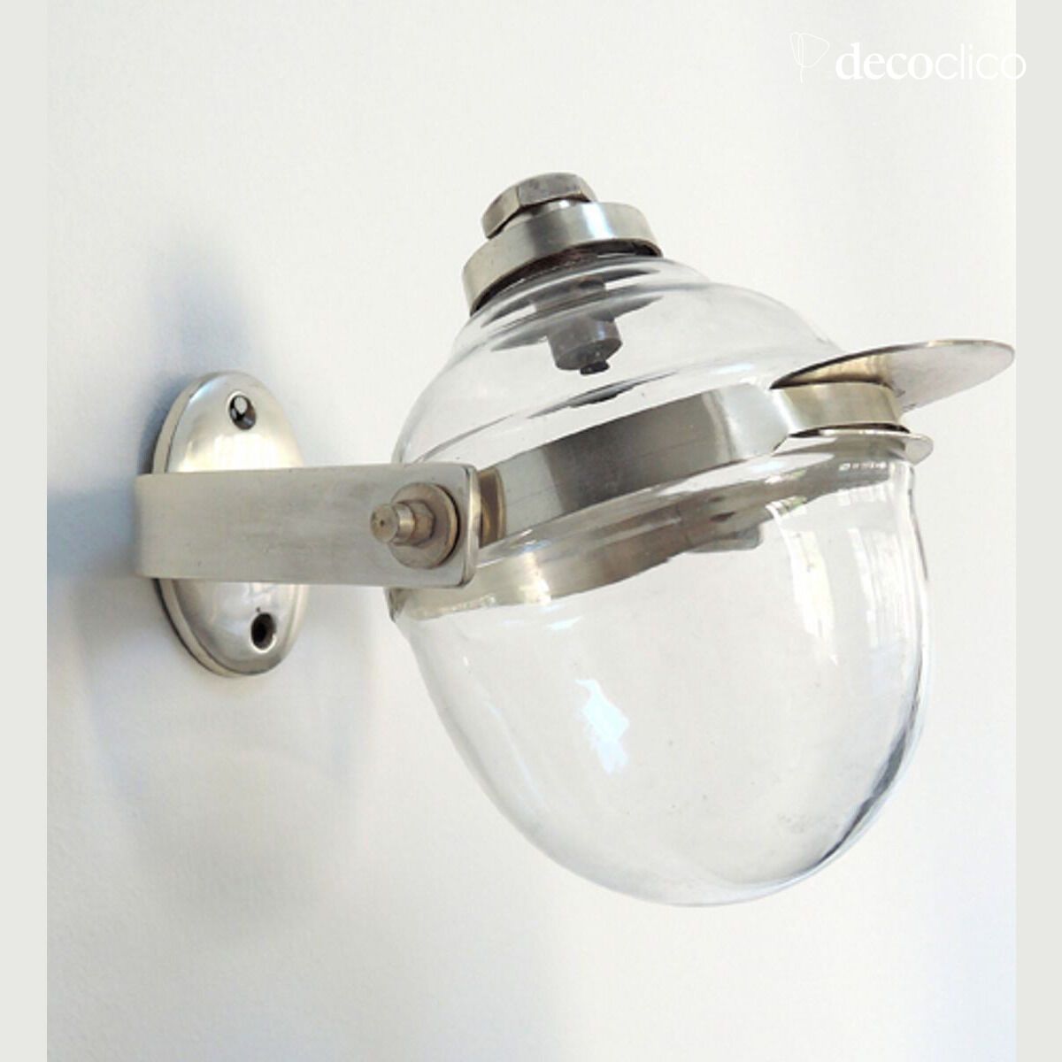 Distributeur de savon liquide mural en verre et nickel argenté Chaumont