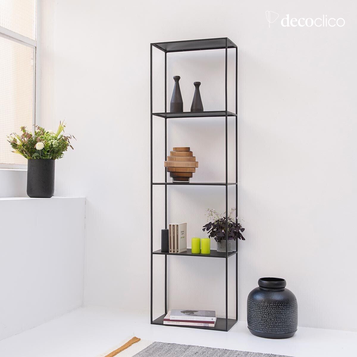 Etagère colonne en métal noir mat 180 cm Douglas
