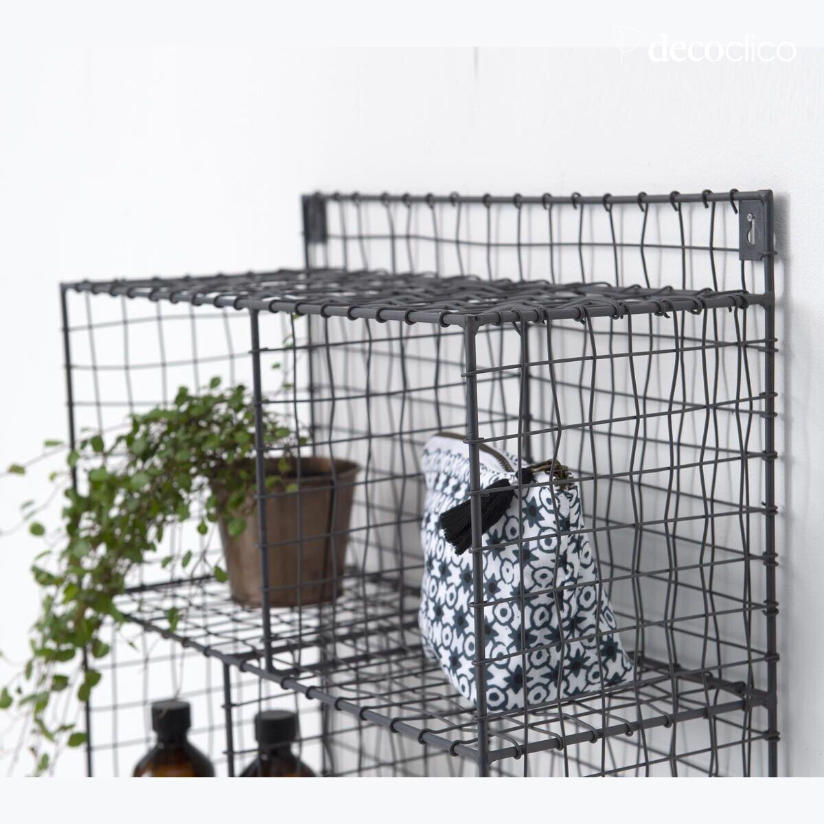 Etagère murale en métal grillagé anthracite 5 niches Greed