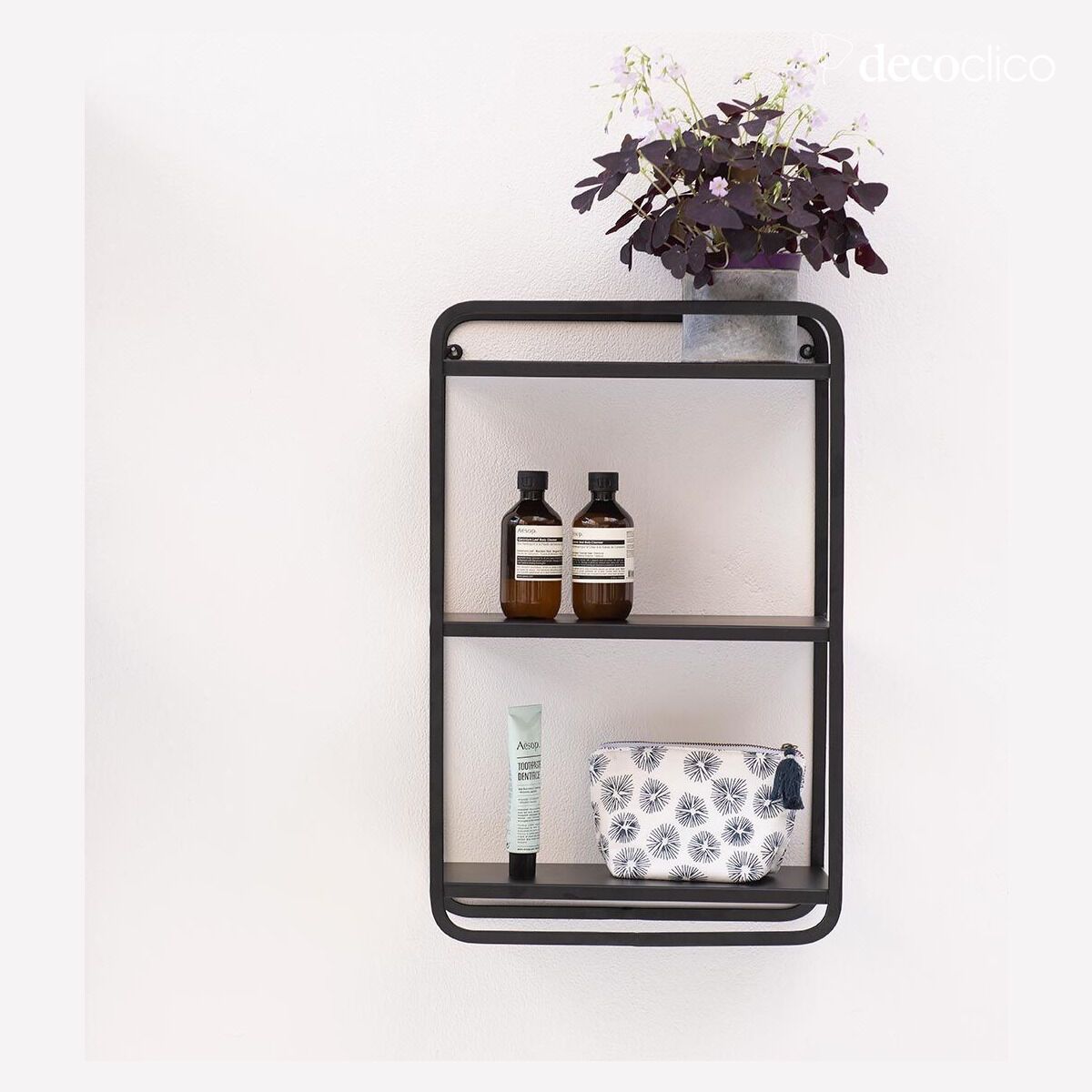 Etagère murale rectangulaire en métal noir mat