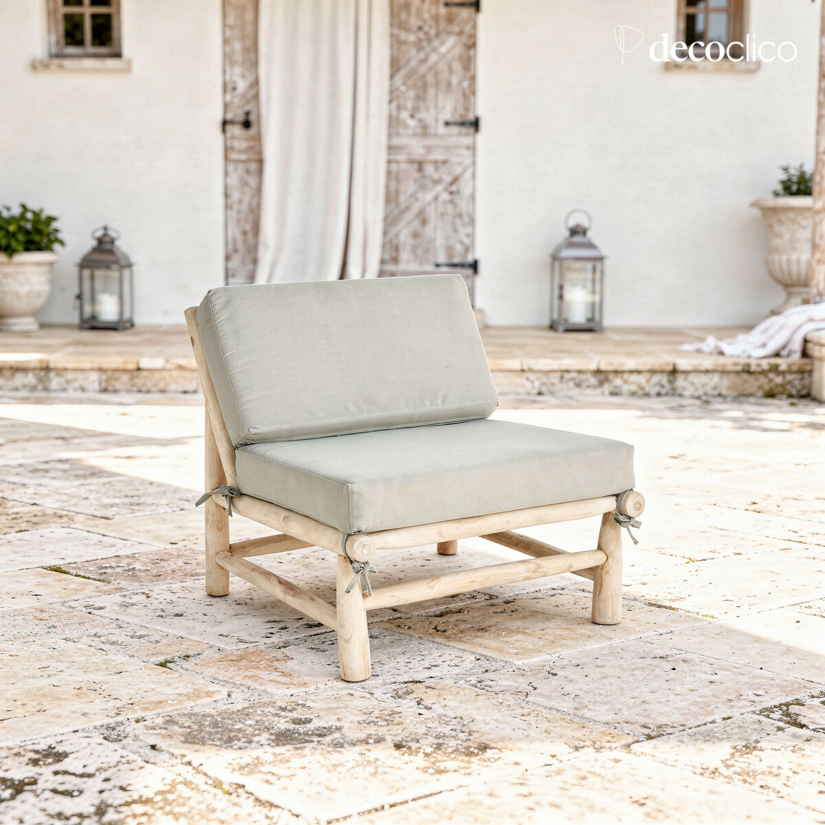 Fauteuil bas lounge en bois de teck Pepper