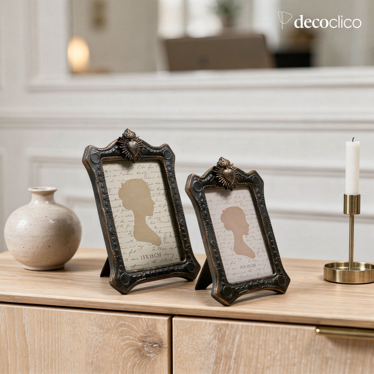 Lot de 2 cadres rectangulaires à poser contour charbon mat et doré Kim