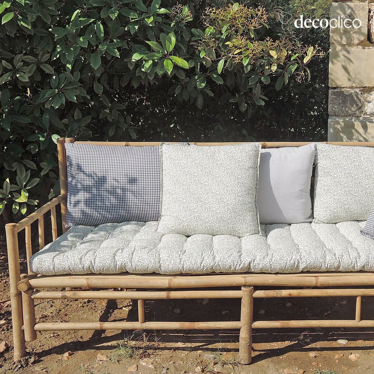 Matelas de sol en coton imprimé motif blanc et fleuri 60 x 170 cm Romy