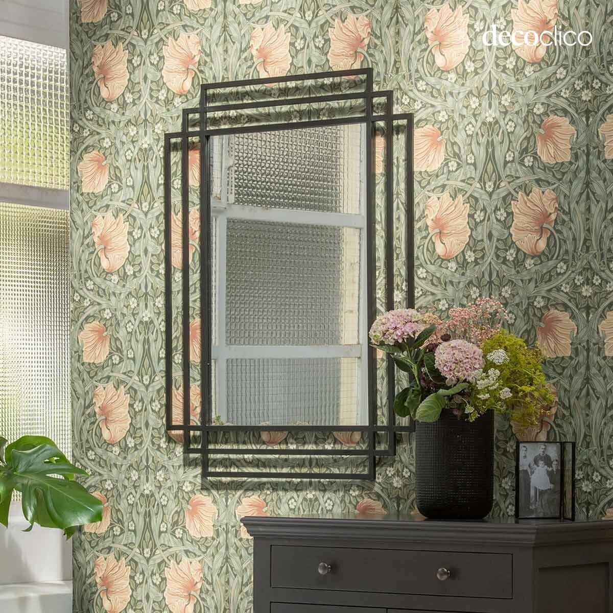 Miroir Art Déco rectangulaire en métal noir 101 x 76 cm Ginger