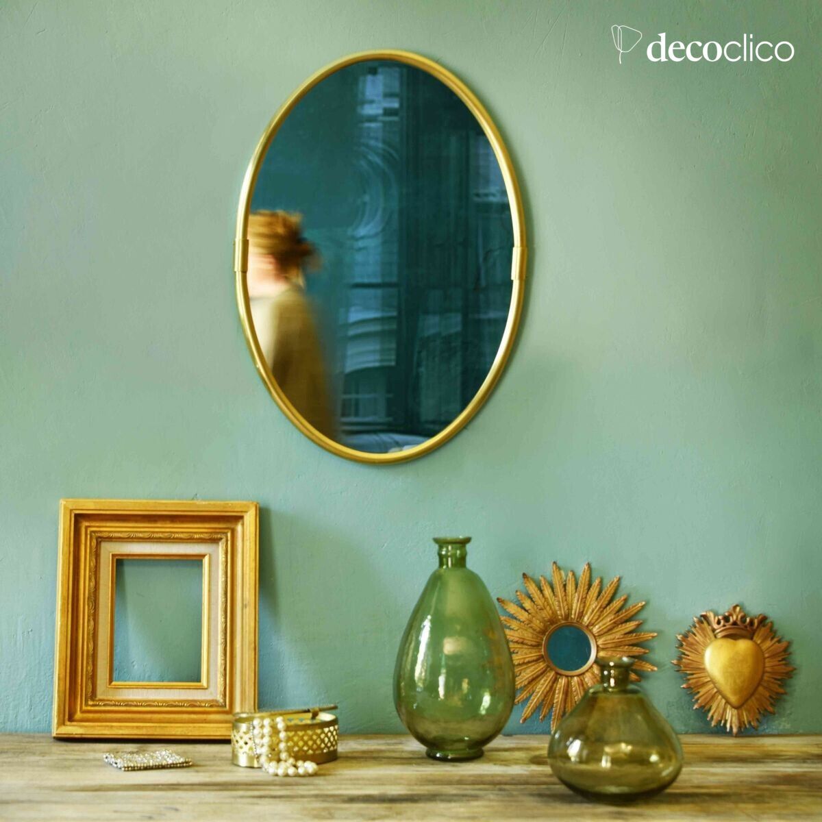 Miroir ovale en laiton 57 x 41 cm Chaumont