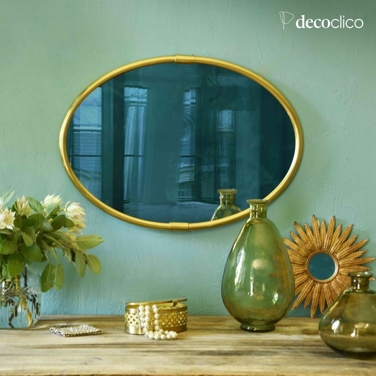 Miroir ovale en laiton 57 x 41 cm Chaumont