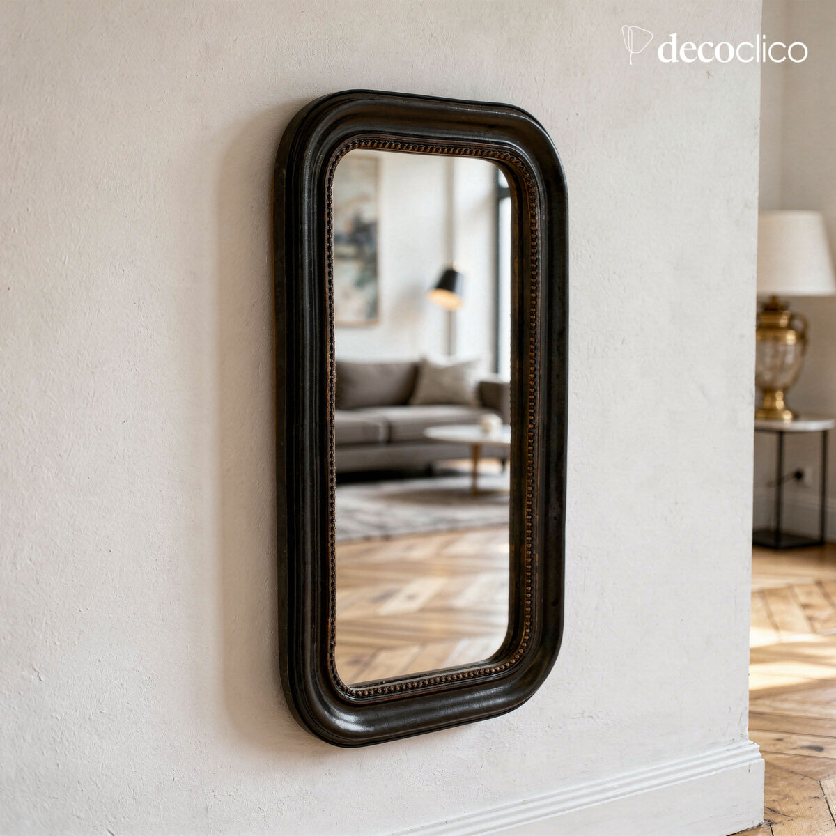 Miroir rectangulaire contour ton charbon mat 20x35cm Embo