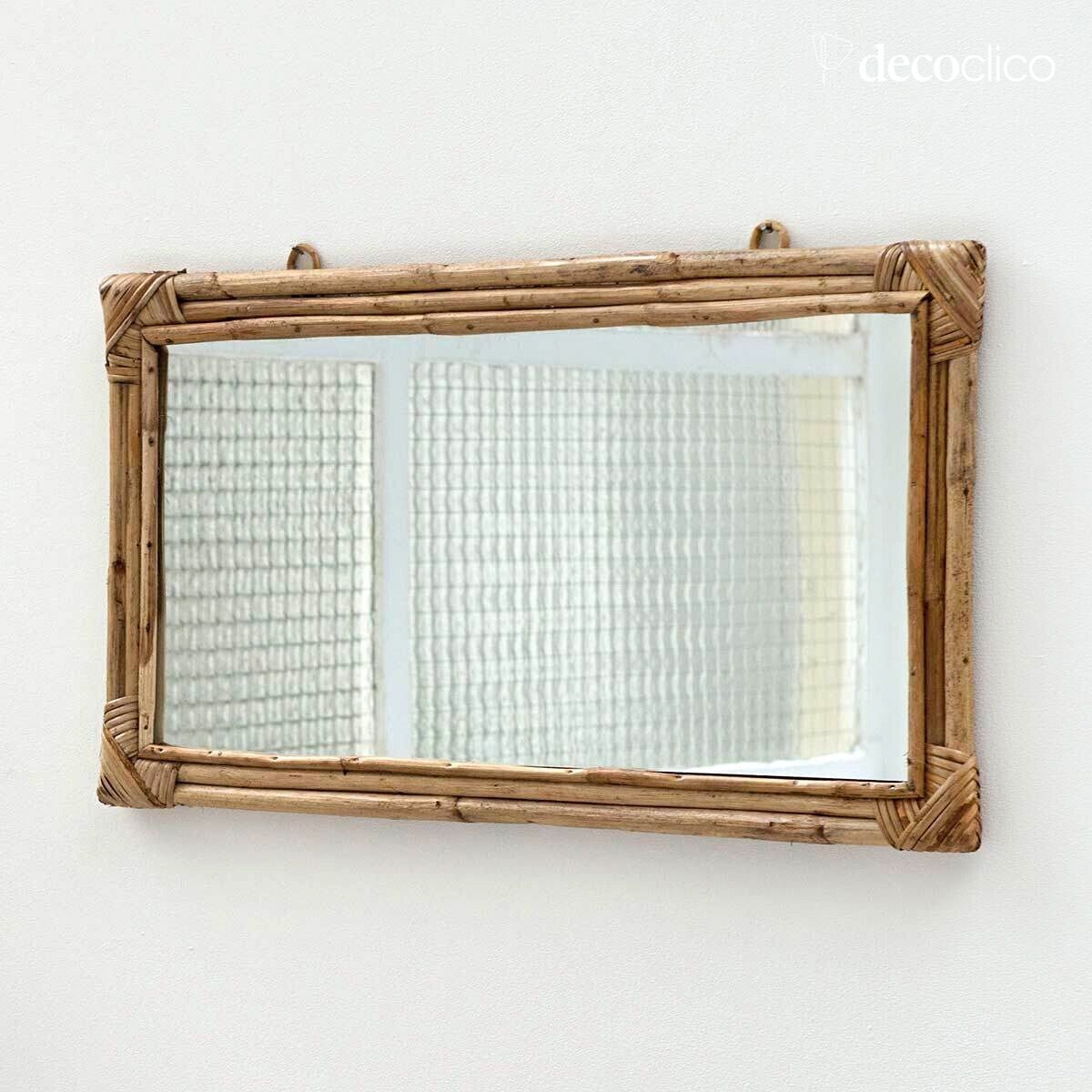 Miroir rectangulaire en rotin naturel 67 x 36 cm Moka