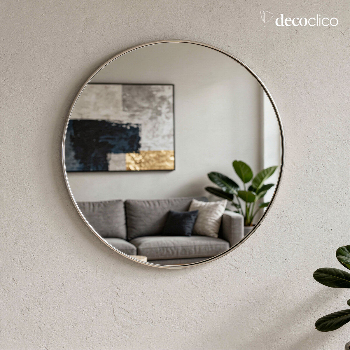 Miroir rond en laiton argenté 60 cm Murat