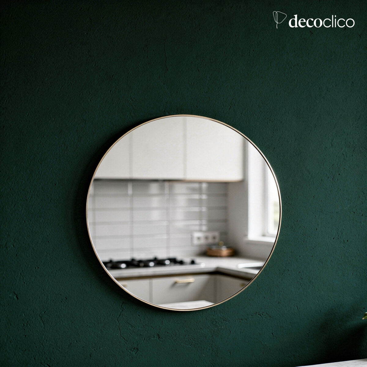 Miroir rond en laiton argenté 80 cm Murat