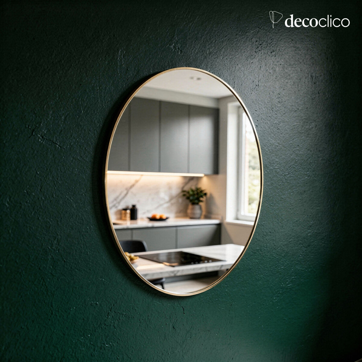 Miroir rond en laiton argenté 80 cm Murat