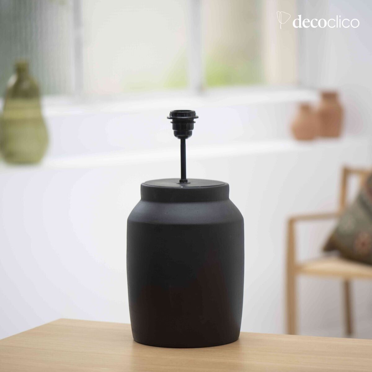 Pied de lampe en terre cuite chocolat fait main Alma