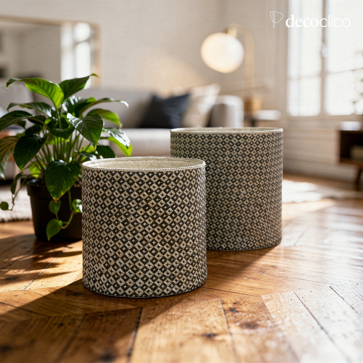 Set de 2 paniers ronds en pandan Wayan