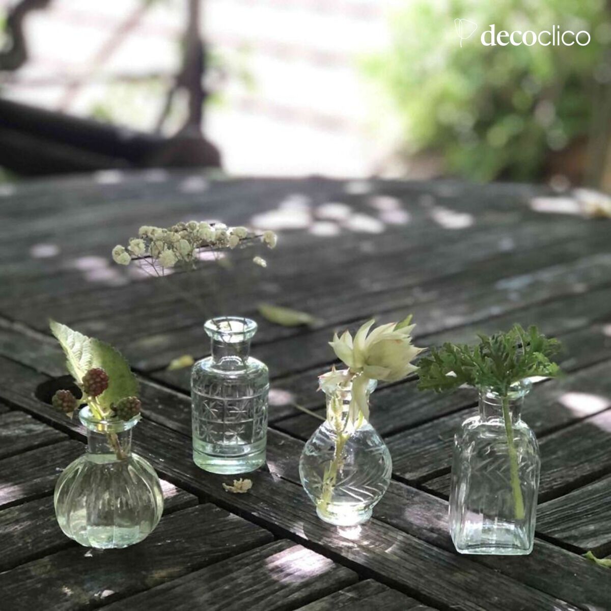 Set de 4 soliflores en verre transparent Campagne