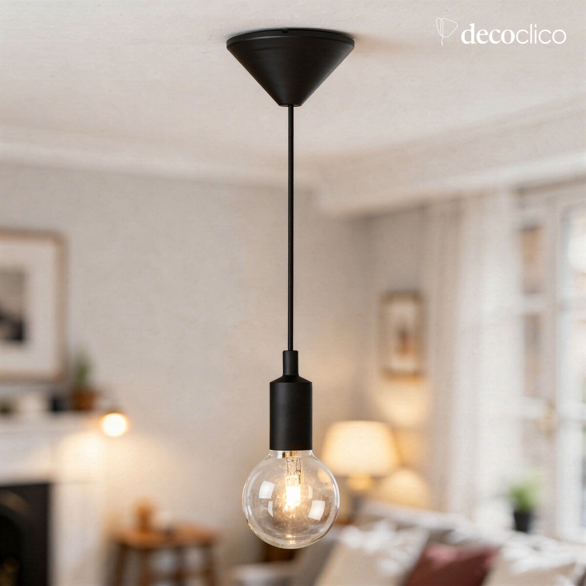 Suspension douille en pvc noir Fix Lucide