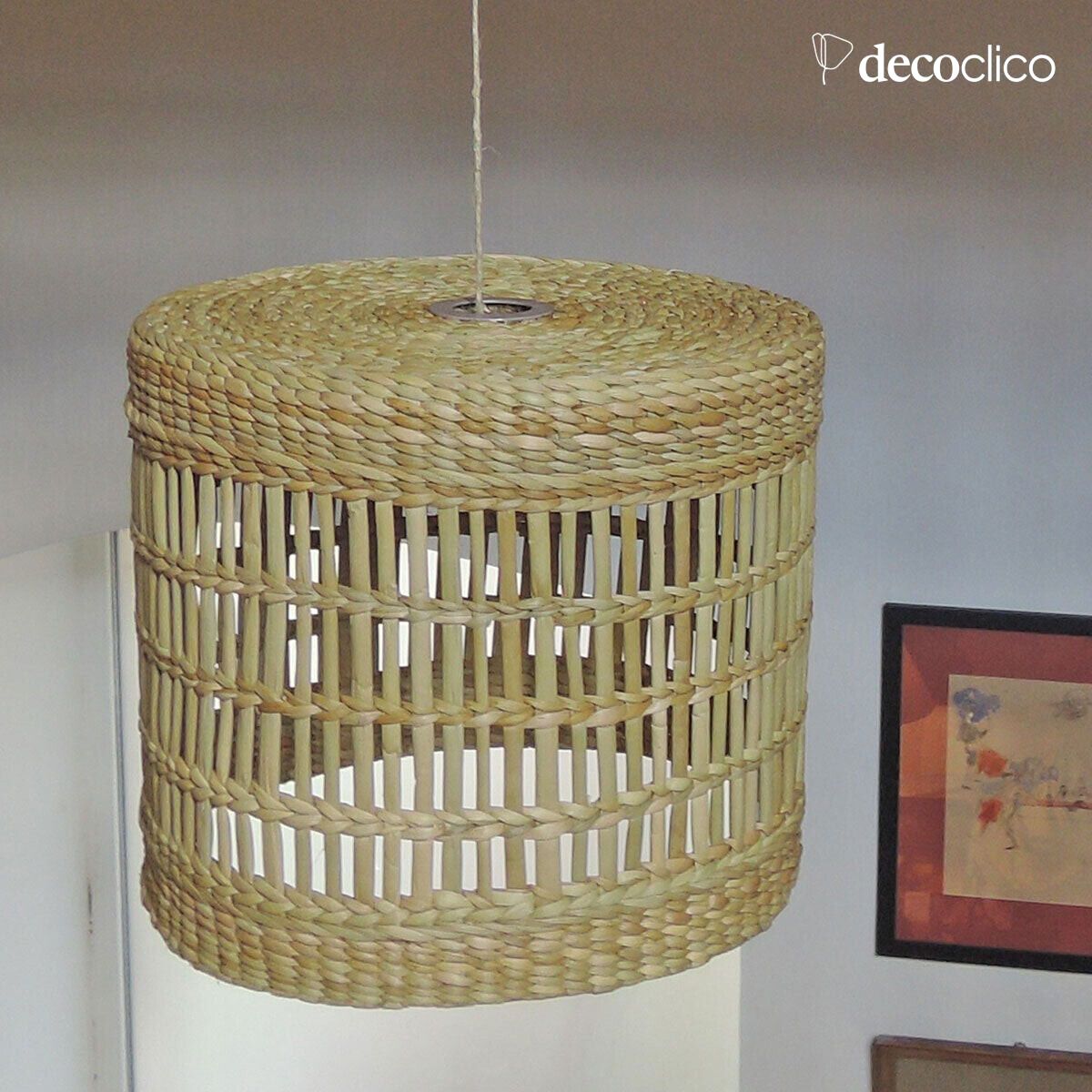 Suspension ronde en jacinthe d eau (non éléctrifiée) Céleste