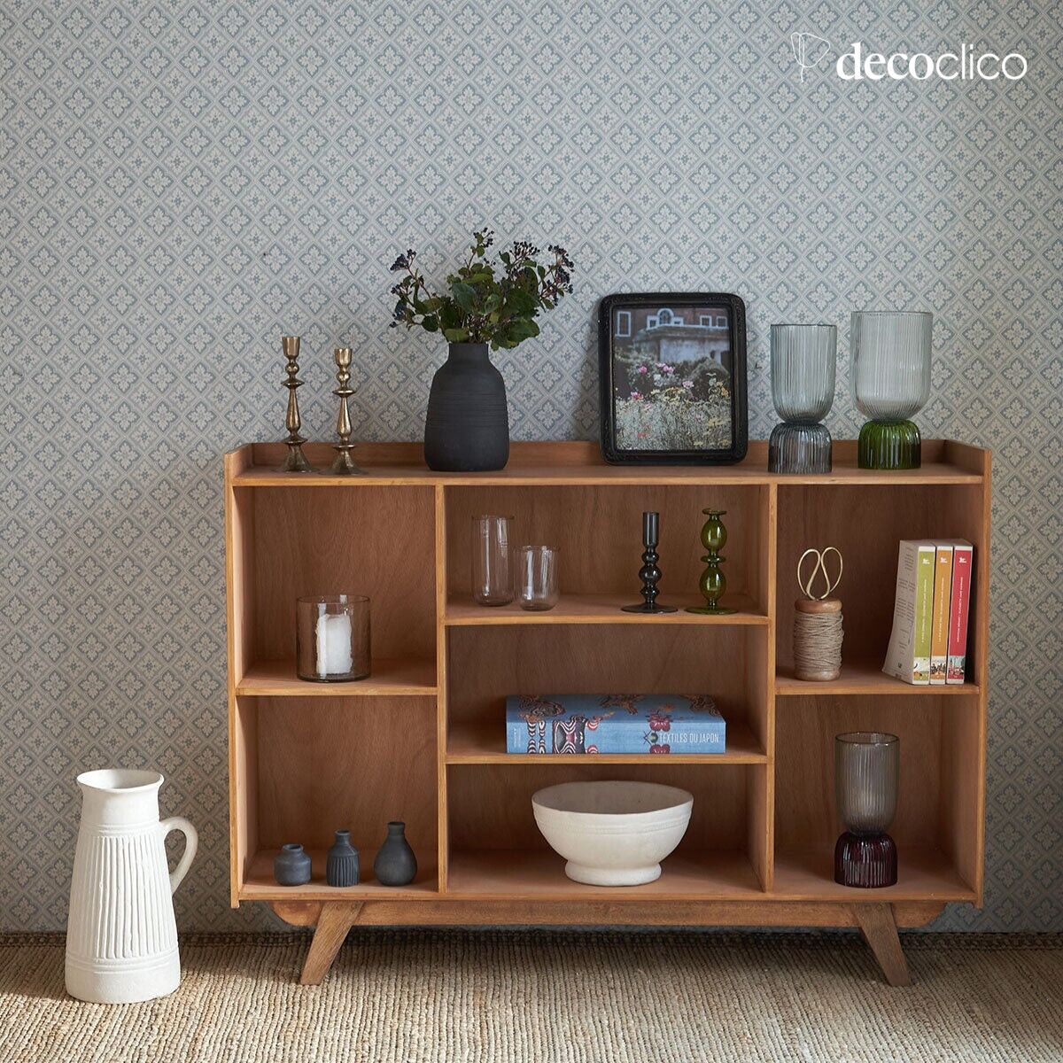 Vase décoratif avec anse en papier mâché fait main Pia