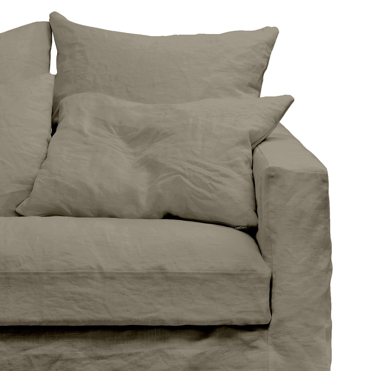 Canapé en lin, canapé au sol : coussin de sol, siège de style français avec  dossier, coussin de sol en lin LIN NATUREL -  France