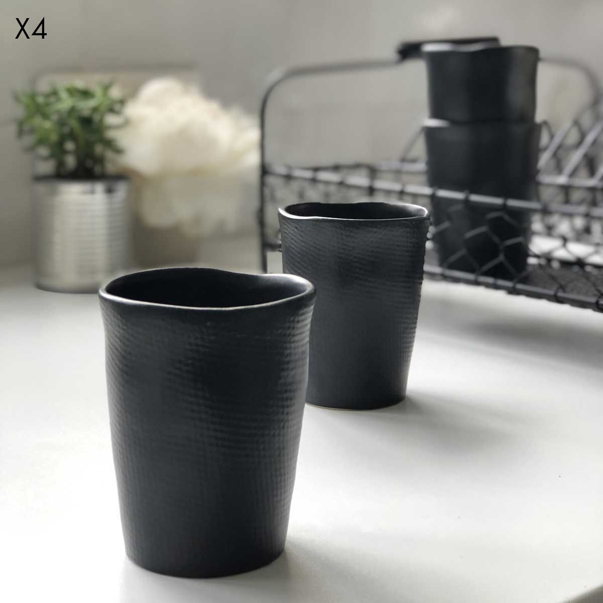 Set de 4 tasses XXL en céramique noir mat Baco – Decoclico