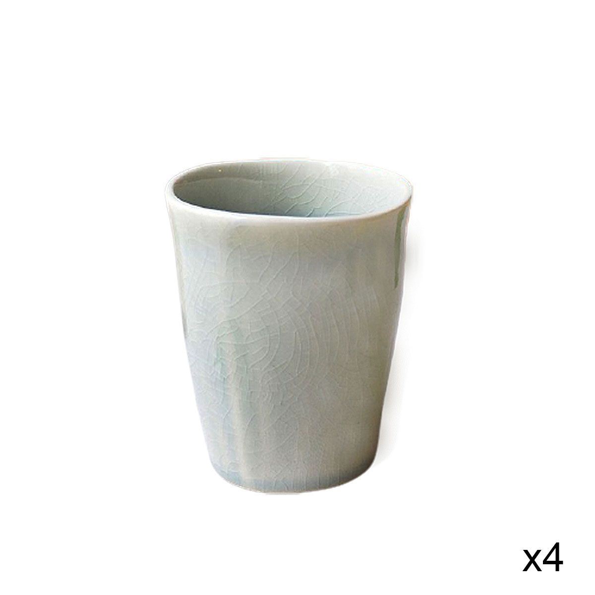 Set de 4 tasses en céramique gris perle liseré charbon Mila – Decoclico