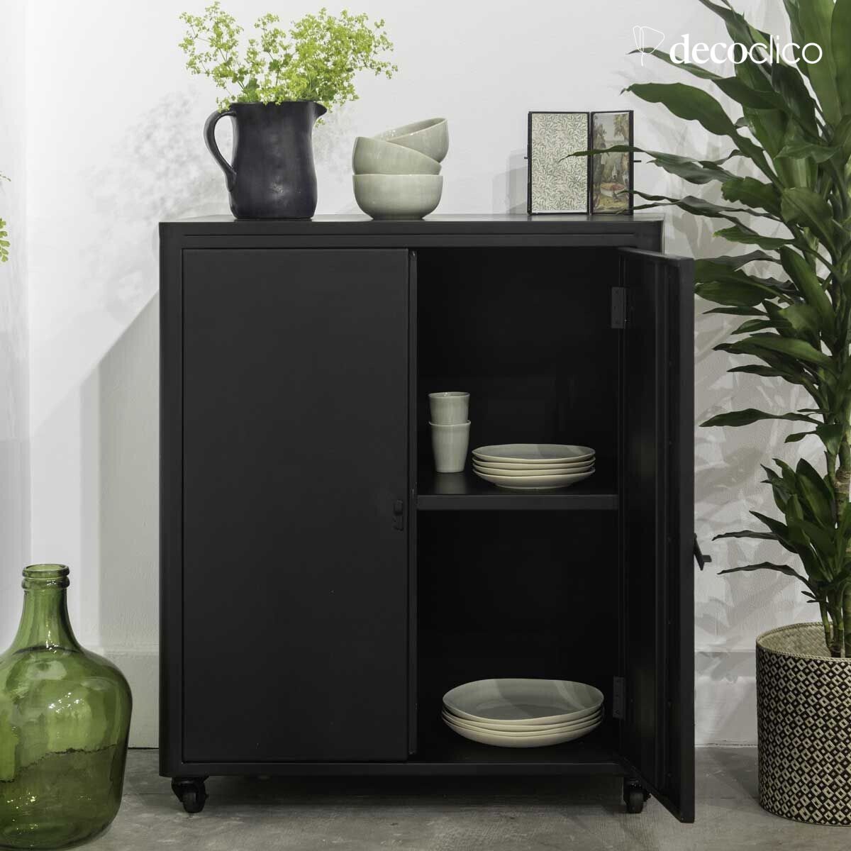 2-door matte black metal buffet Bonnie