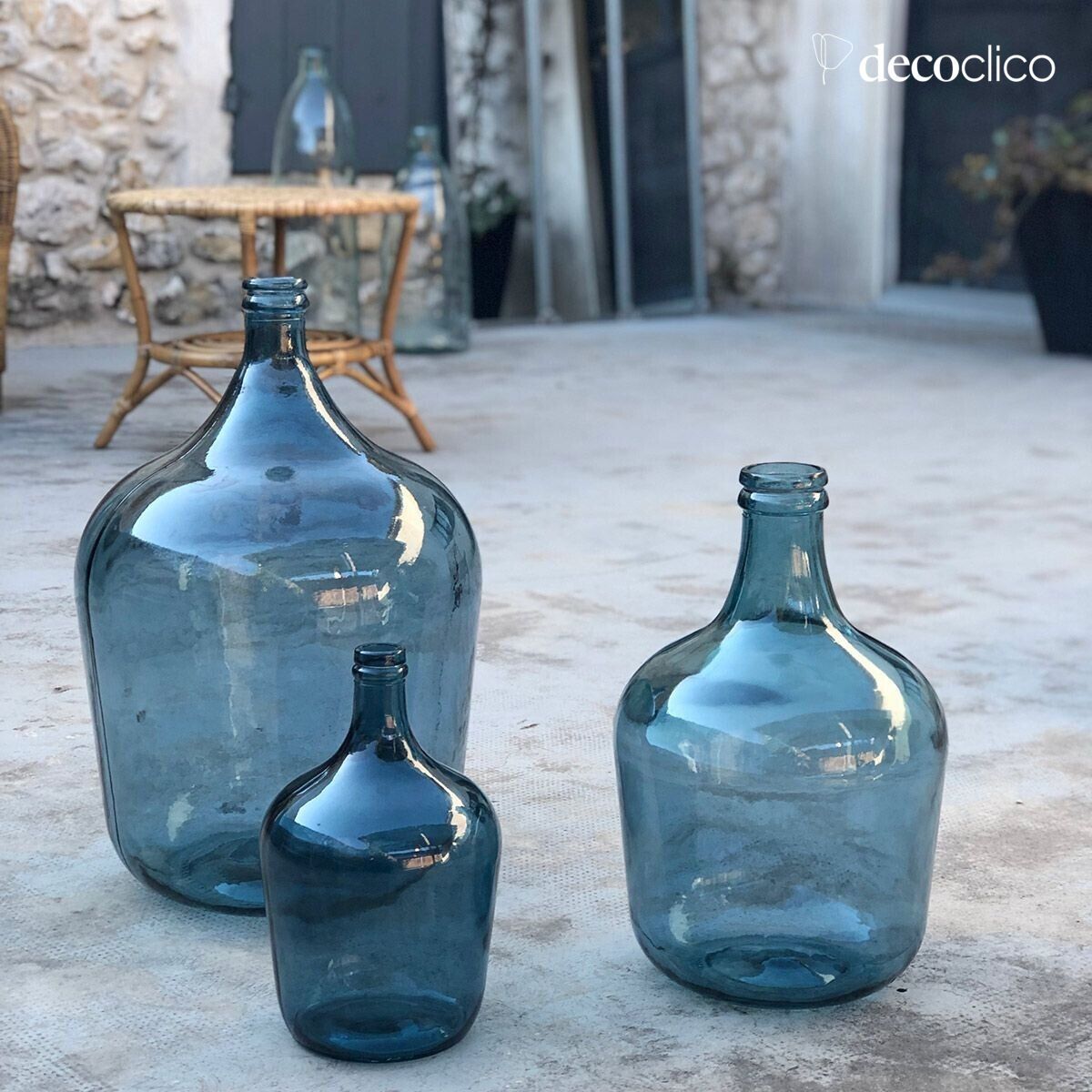 4L blue recycled glass demijohn