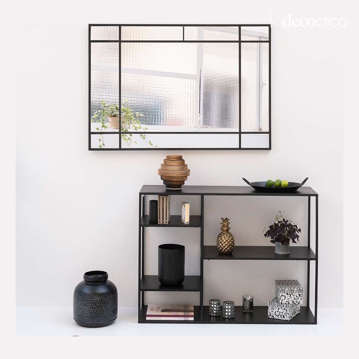 Art Deco mirror in black metal 130 x 90 cm Wallis