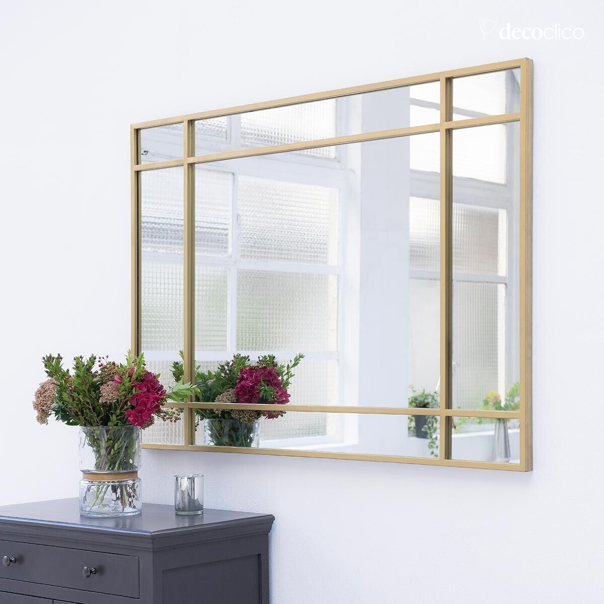 Art Deco mirror in gilded metal 130 x 90 cm  Wallis