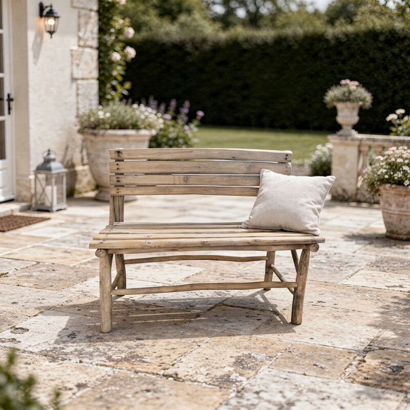 Banc avec dossier en bois de teck Pepper