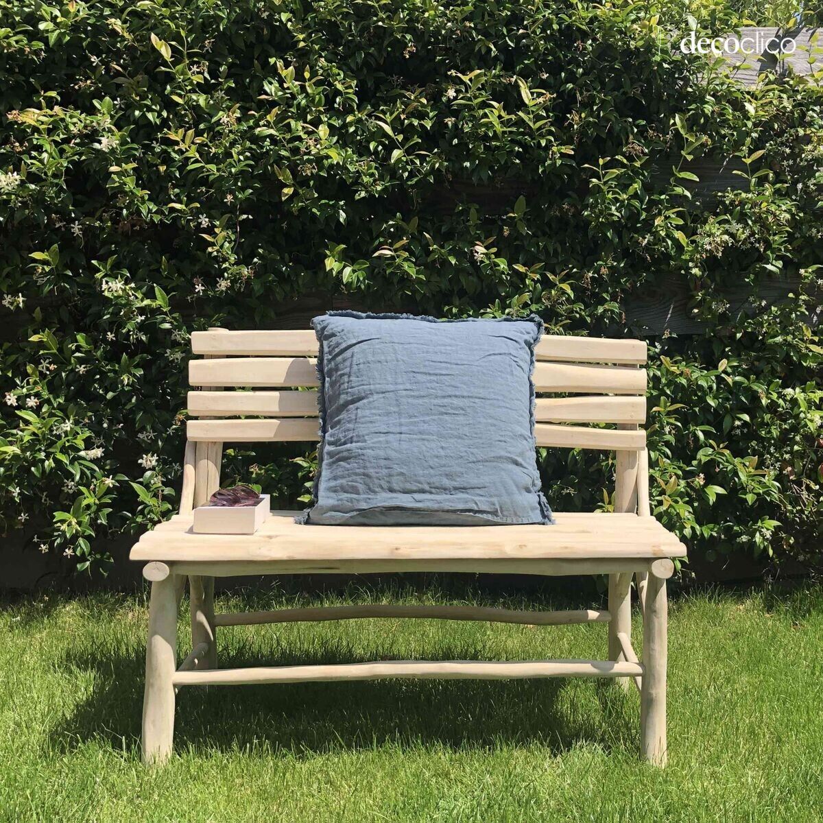 Bench with teak backrest Pepper