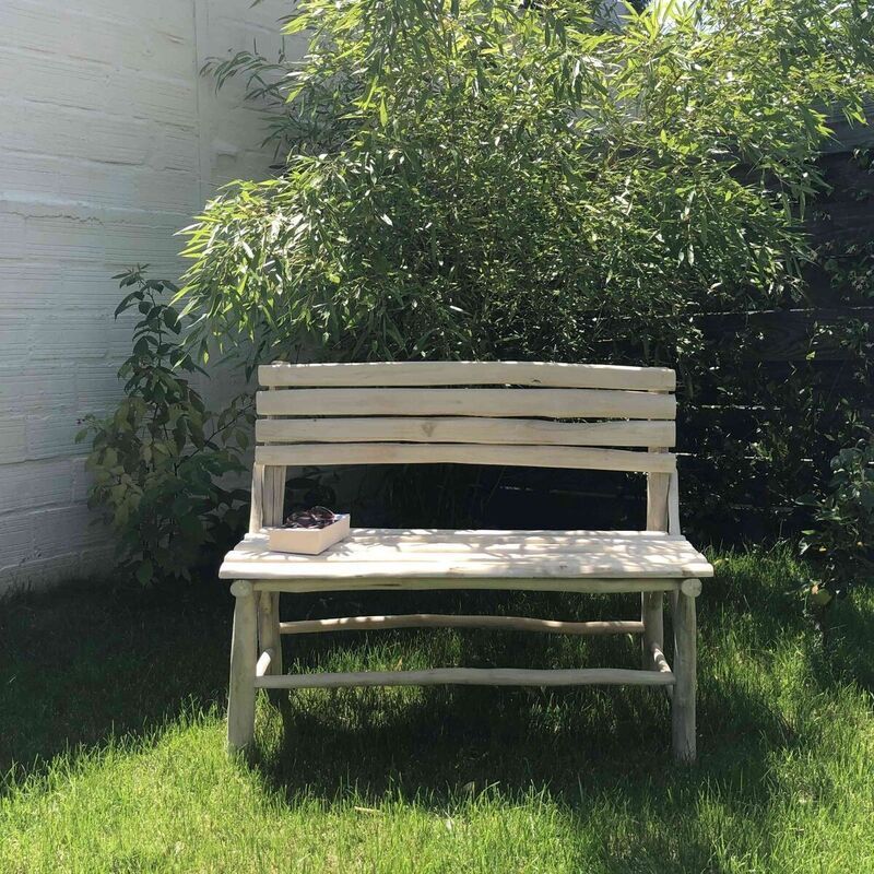 Bench with teak backrest Pepper