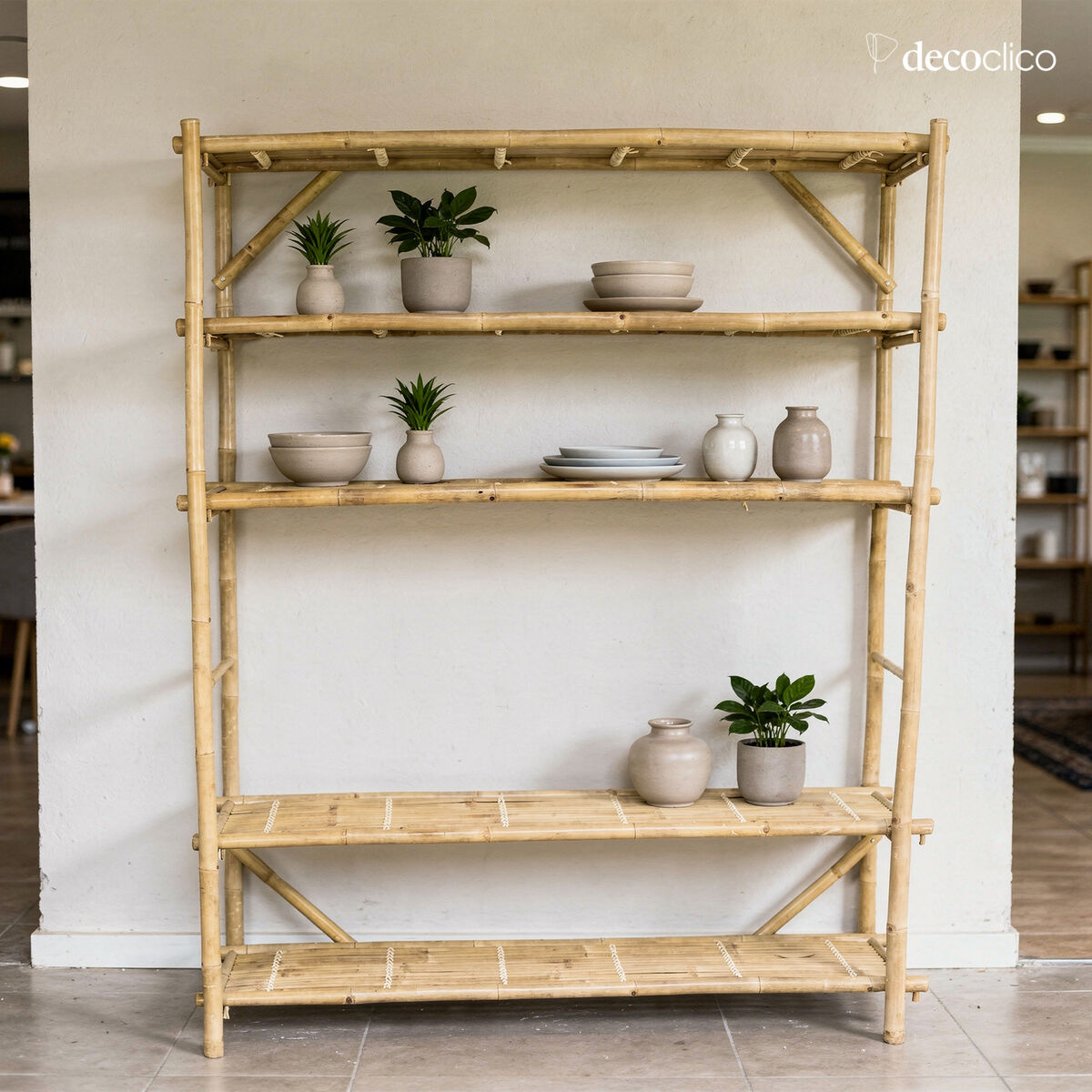 Bibliothèque étagère à poser en bambou naturel Taman