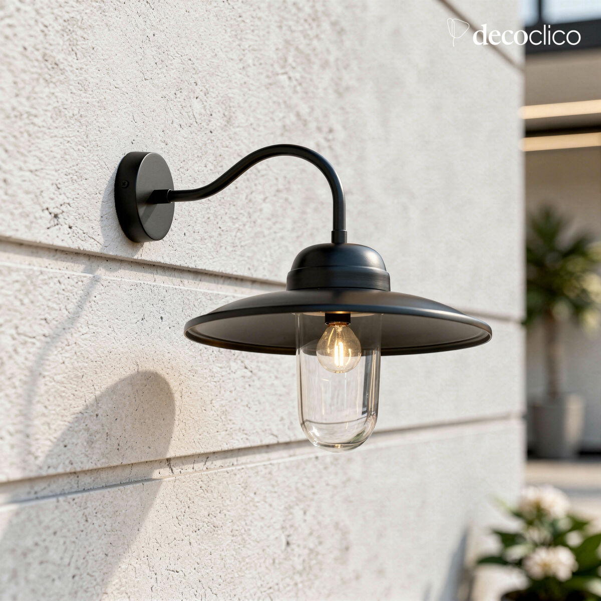 Black metal swan neck outdoor wall light Duck