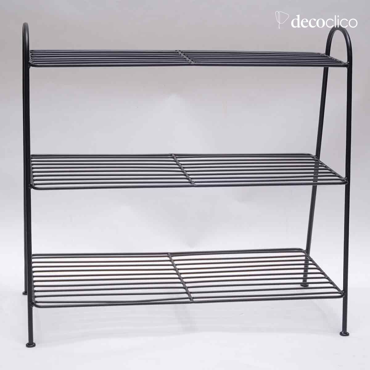 Black wire metal shoe rack with 3 shelves