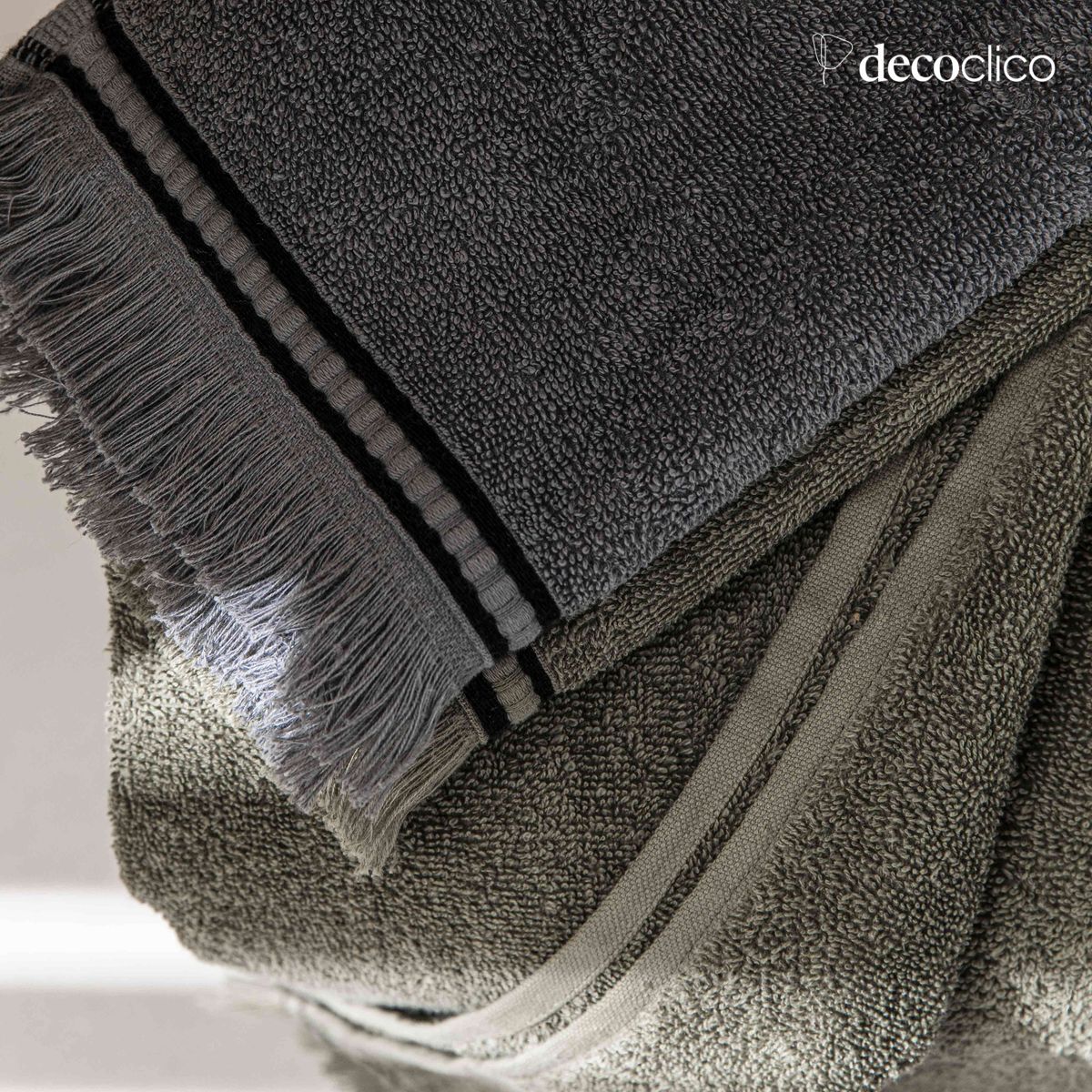 30 x 50 cm cotton and linen guest towel Cupabia Kaki