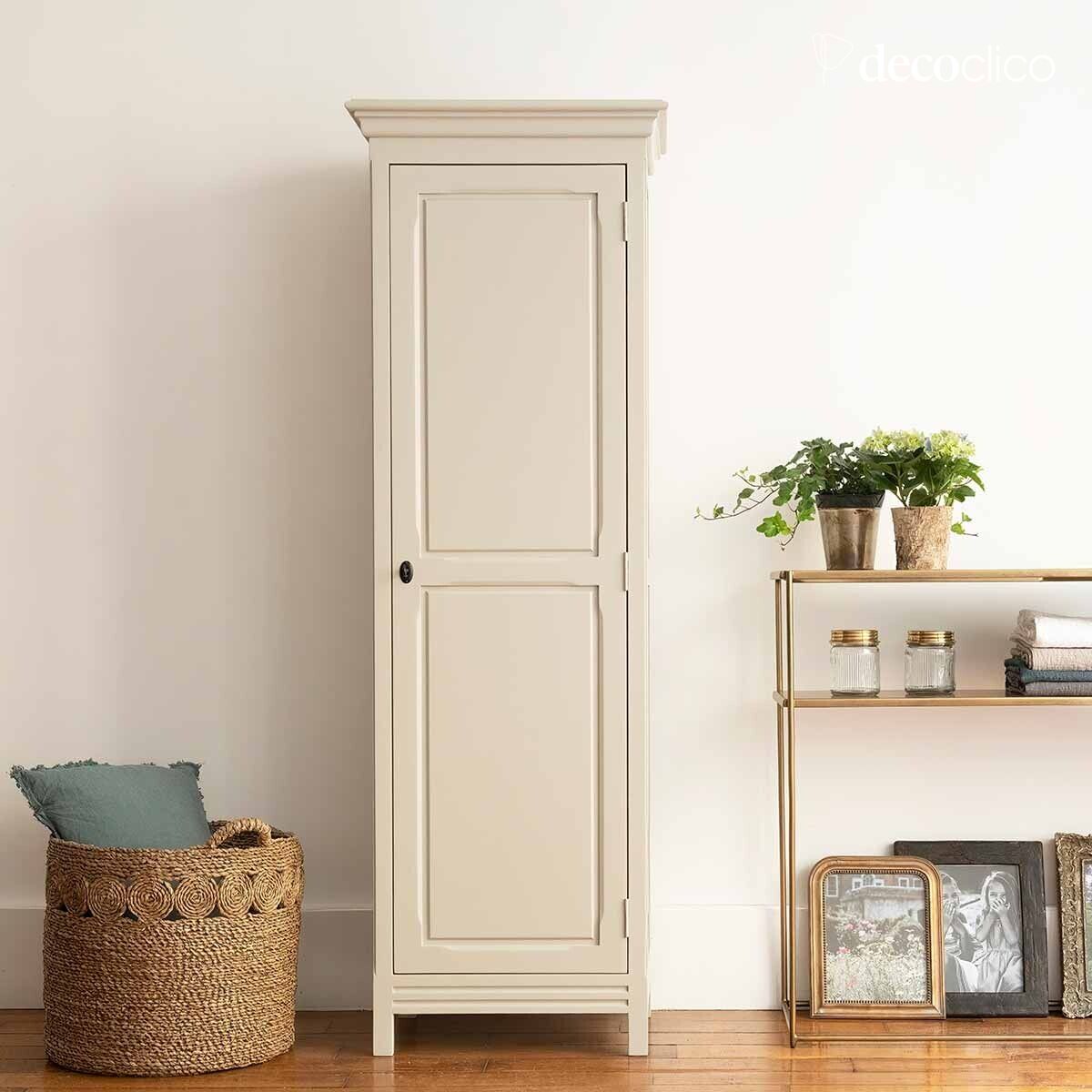 Dressmaker's cabinet with one door in light gray maritime pine Léandre