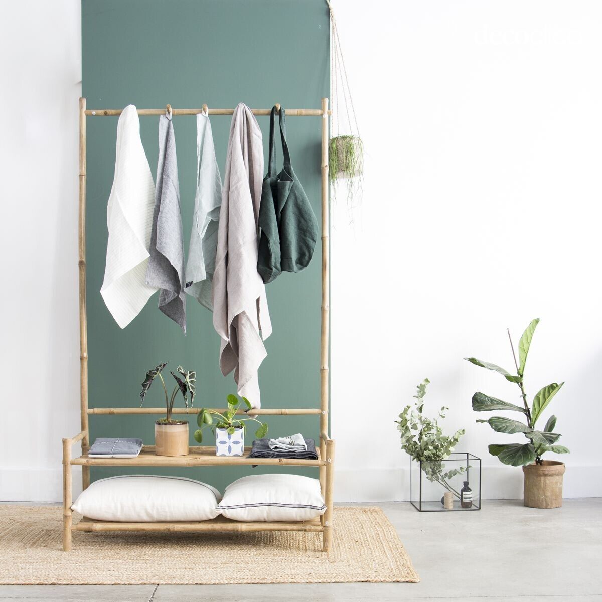 Entrance hall furniture, cloakroom, coat rack in natural bamboo Taman