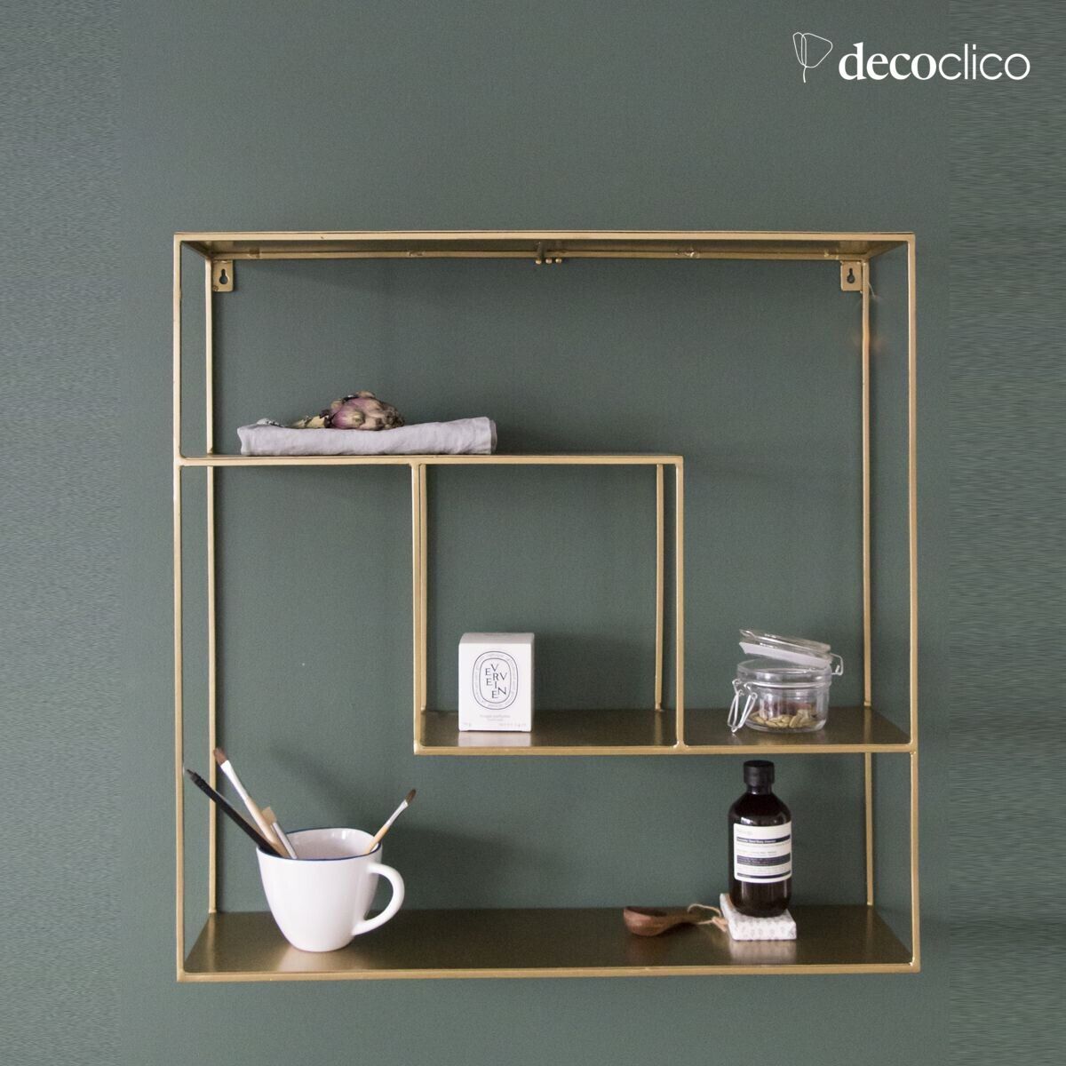 Etagère murale en métal filaire gold