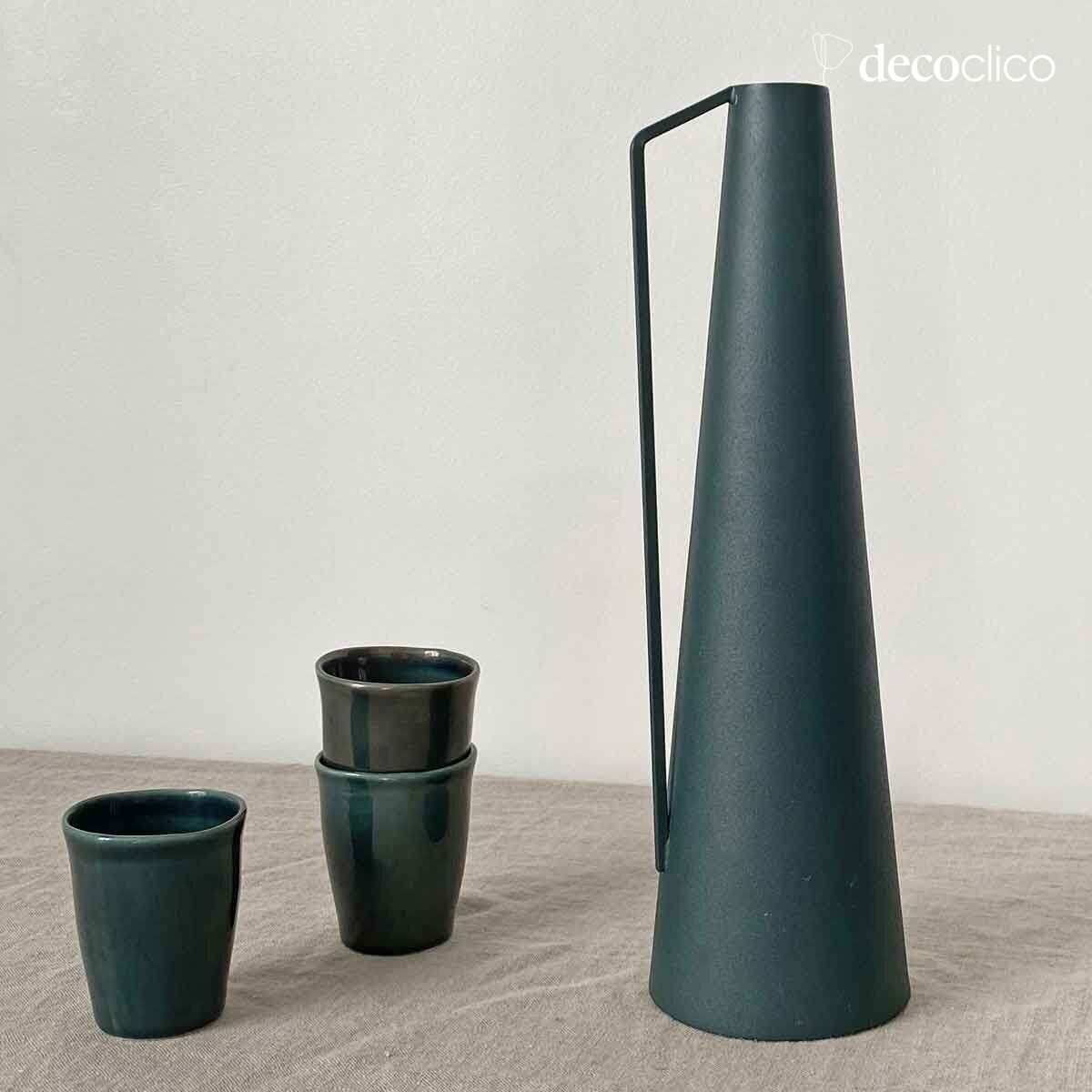 Forest green conical metal vase H36 cm  Tosca