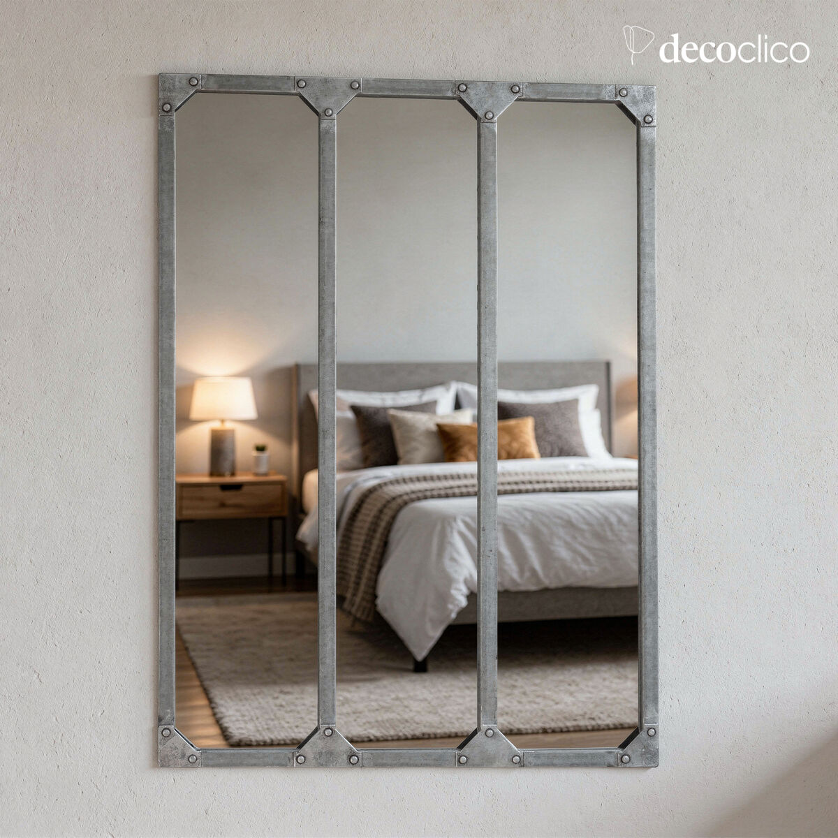 Glass mirror, rectangular metal workshop, zinc finish, 60 x 83 cm Bricklane