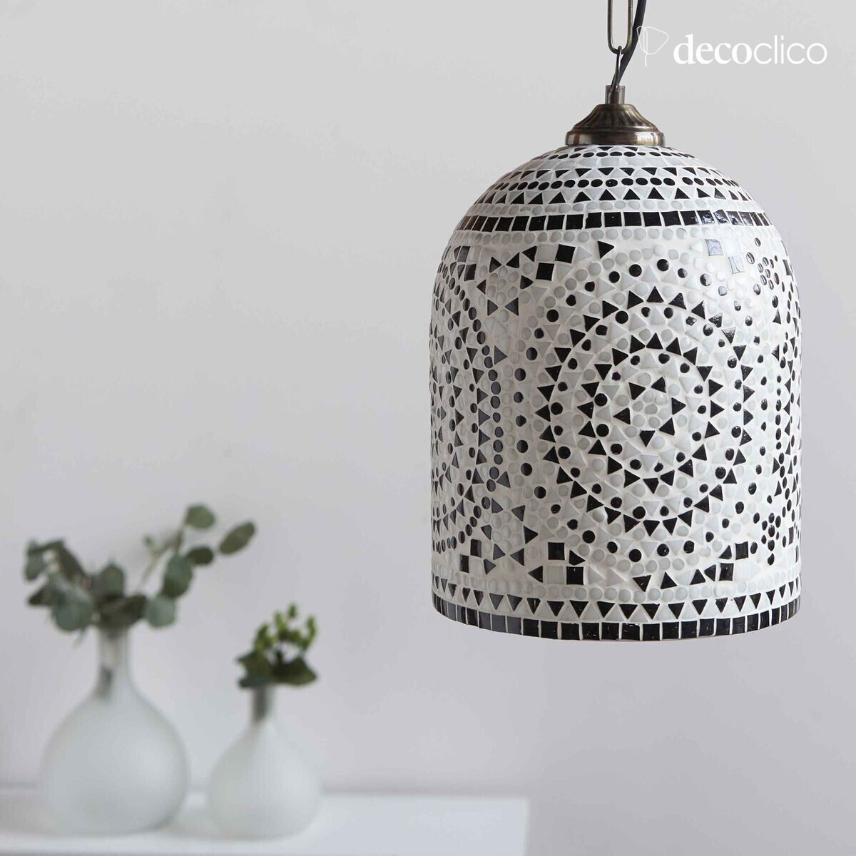 Glass mosaic bell hanger - black and white Bangalore