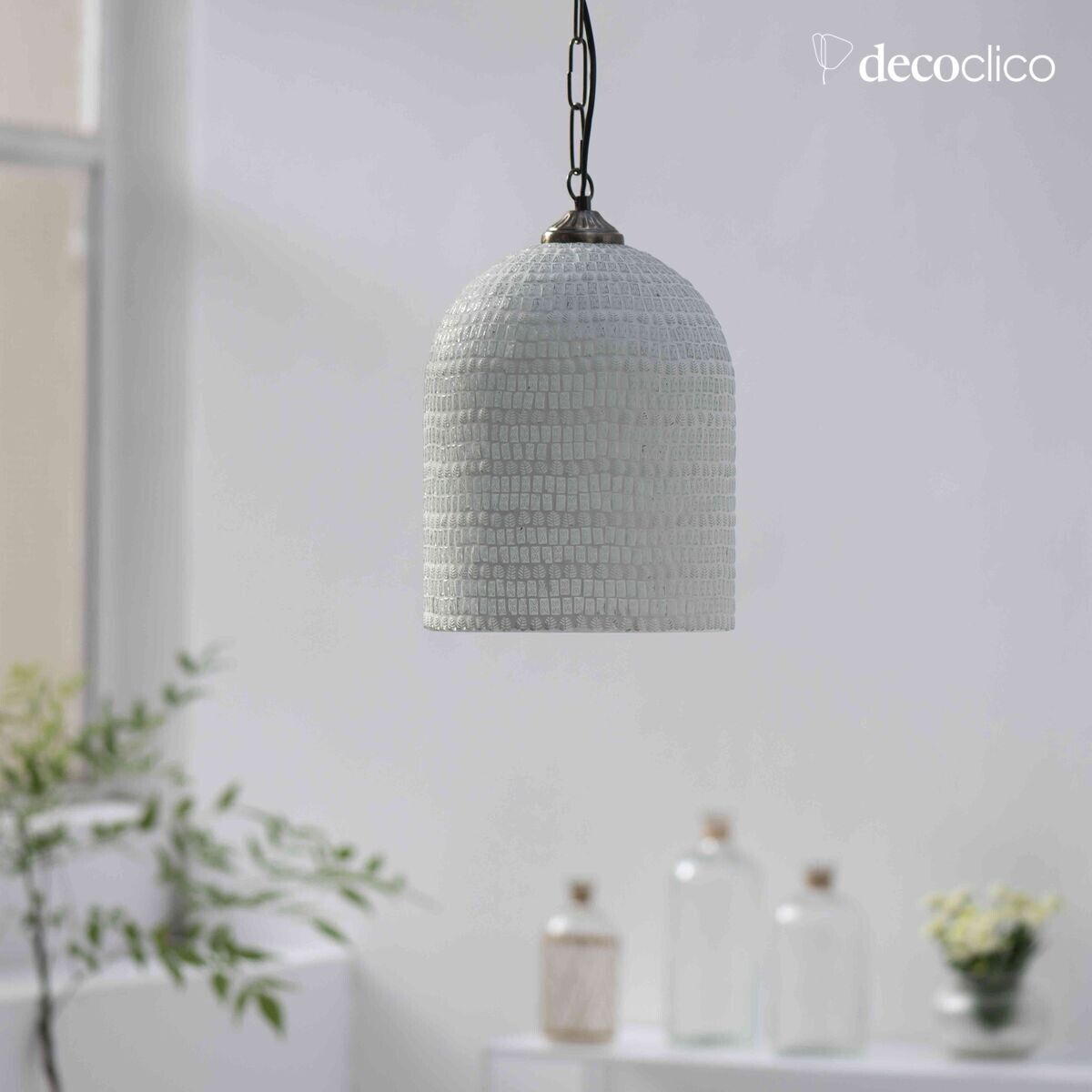 Glass mosaic bell hanger - white Bangalore