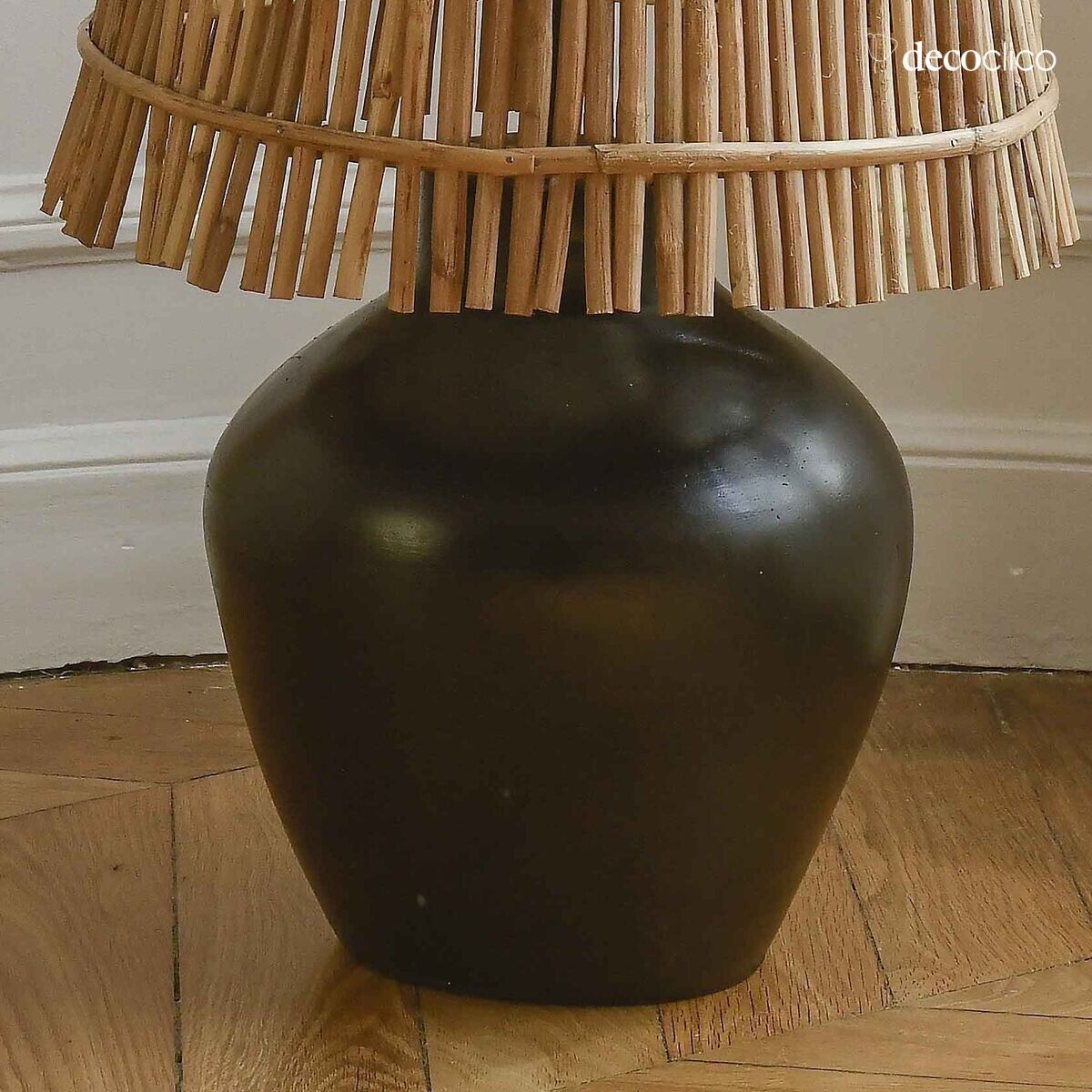 Handmade Alma matte black terracotta lamp base